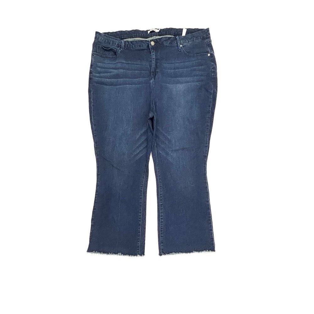 Just Fab Bootcut Raw Hem‎ Women's size 24W Dark Wash Blue Denim jeans